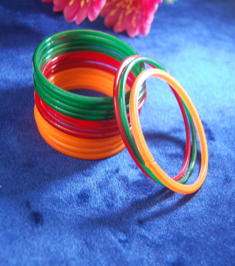 Plain glass bangles Red Green Yellow combo set of 36