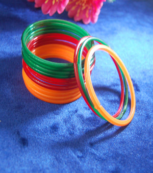 Plain glass bangles Red Green Yellow combo set of 36