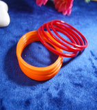 Plain glass bangles Orange Red combo set of 12