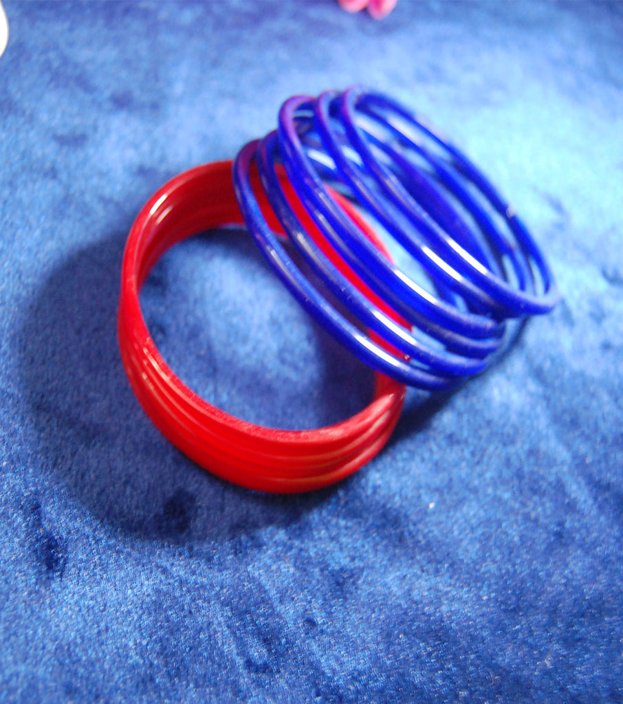 Plain glass bangles blue Red combo set of 24