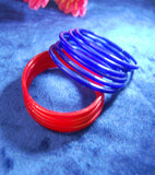 Plain glass bangles blue Red combo set of 24
