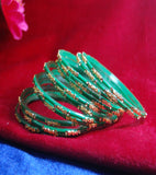 Green glass bangles with full work set