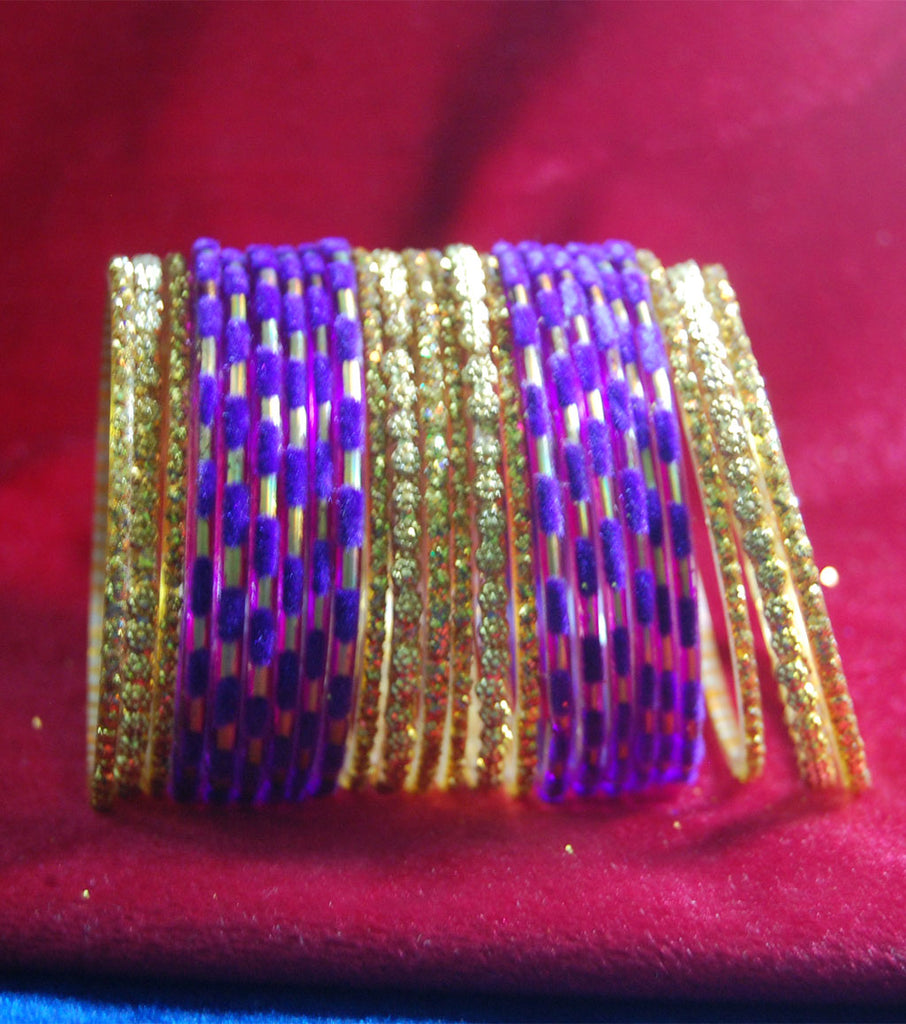 Blue with sparkling golden side bangles