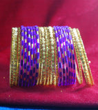 Blue with sparkling golden side bangles