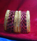 Magenta with sparkling golden side bangles