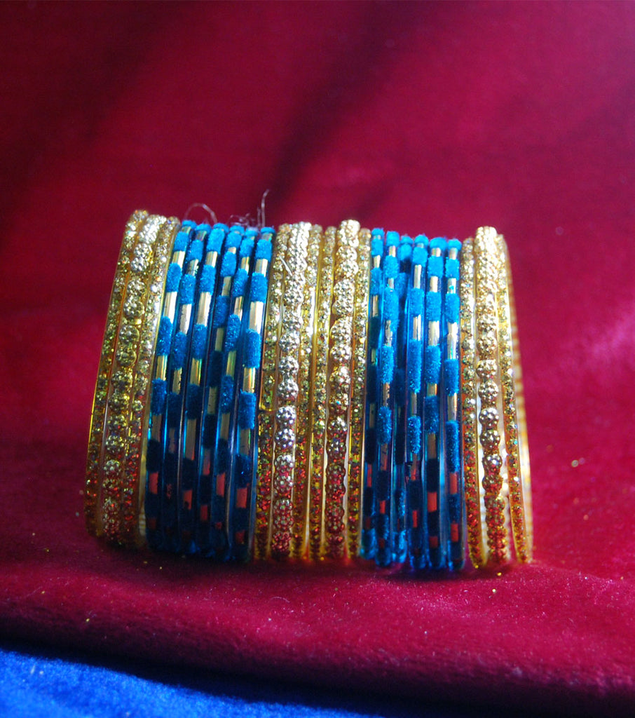 Ferozi with sparkling golden side bangles