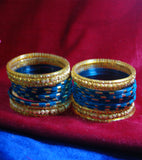 Ferozi with sparkling golden side bangles