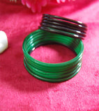 Plain glass bangles Black Green combo set of 24
