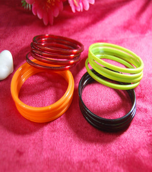 Plain glass bangles Maroon Orange Yellow Black combo set of 48