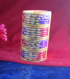 Multi coloured lac bangle with stones and work