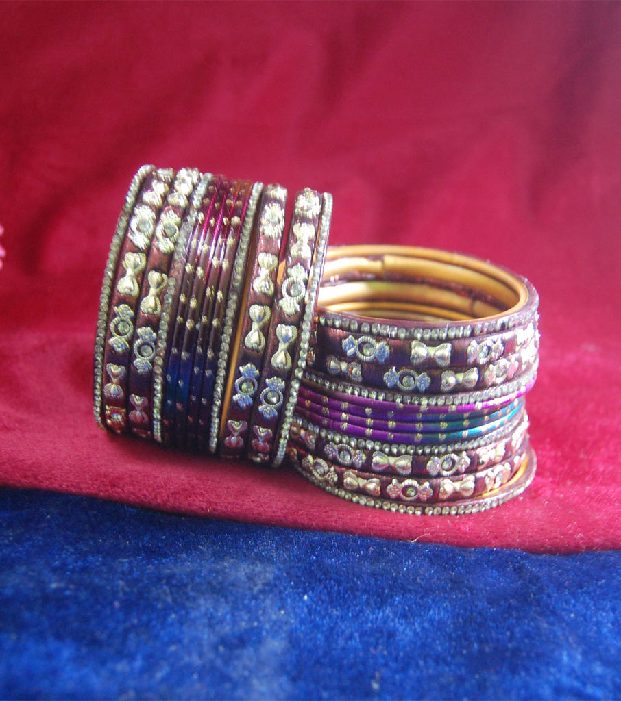 Coffee colored lac bangle with pink and purple tinge
