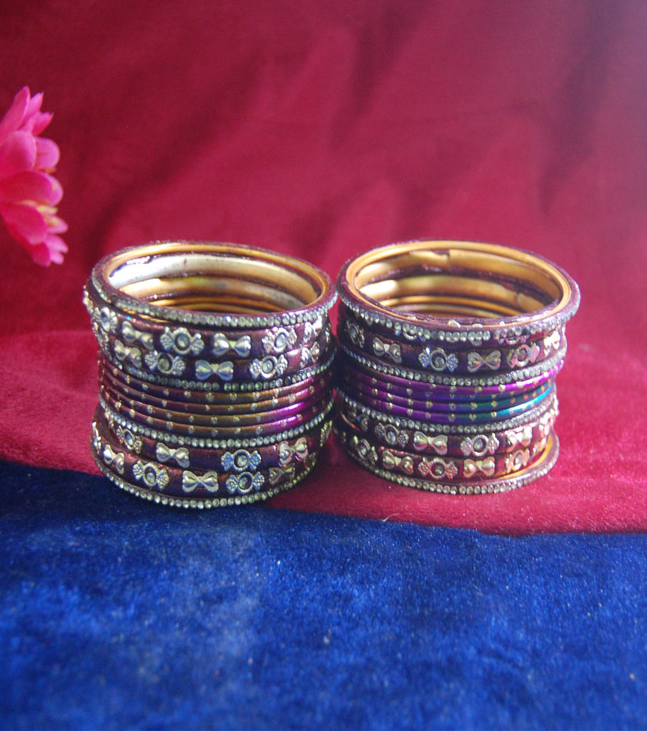 Coffee colored lac bangle with pink and purple tinge