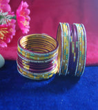 Maroon and yellow coloured lac bangle
