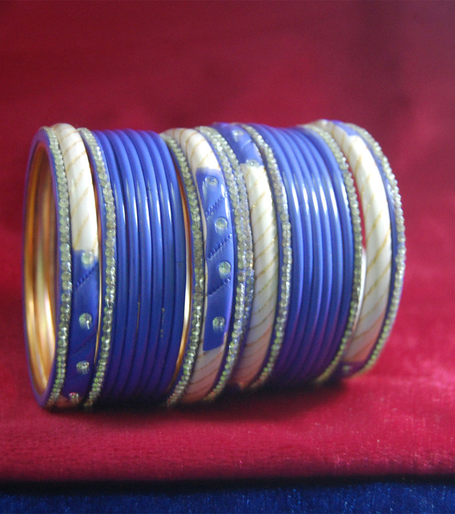 Purple coloured lac bangle with stones