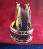 Maroon coloured lac bangle with stones