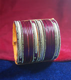 Maroon coloured lac bangle with stones