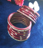 Maroon coloured lac bangle with stones