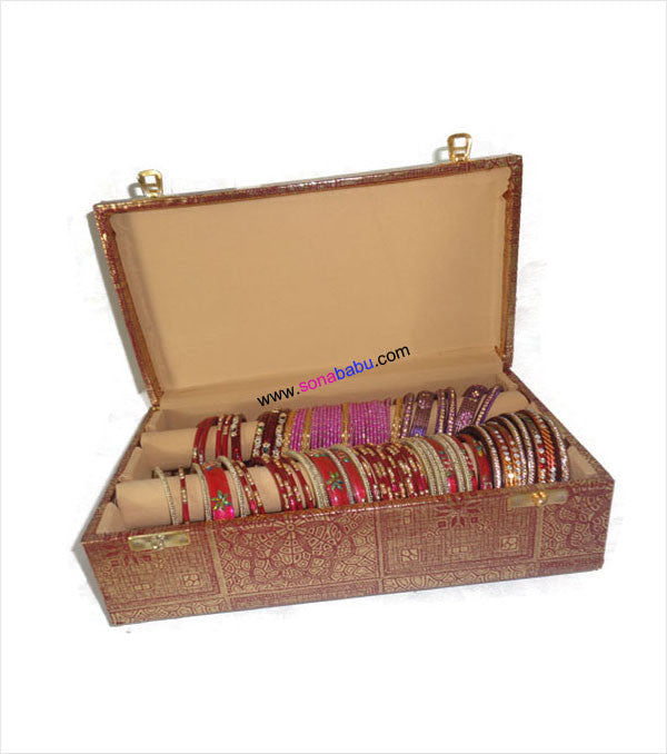 Beautiful golden embroided two lane bangle box