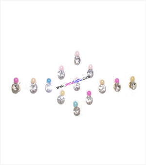 Beautiful white stoned bindis in colours