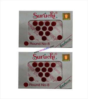 Suruchi plain maroon bindis size 8 set of 2