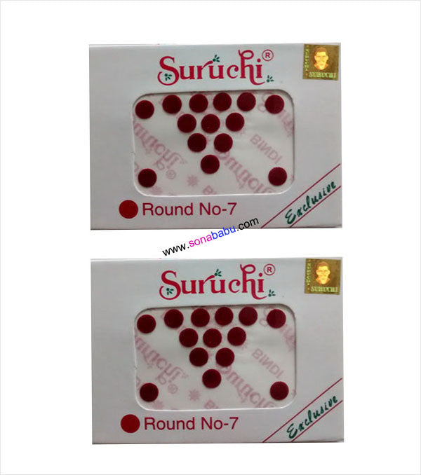 Suruchi plain maroon bindis size 7 set of 2