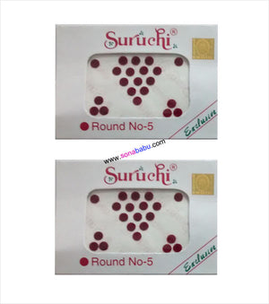 Suruchi plain maroon bindis size 5 set of 2