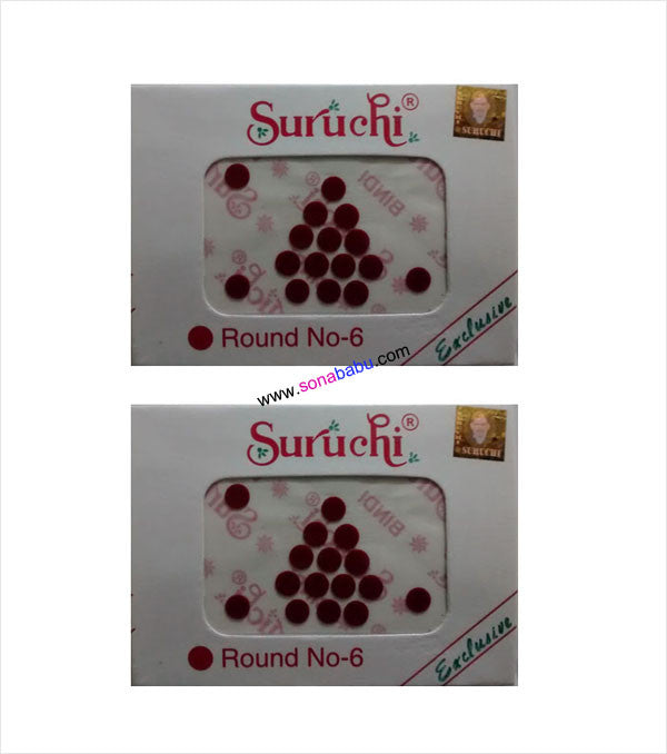 Suruchi plain maroon bindis size 6 set of 2