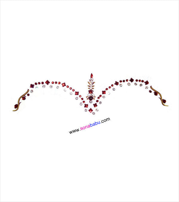 Maroon bridal bindi with beautiful stones