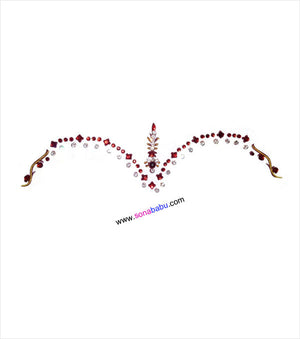 Maroon bridal bindi with beautiful stones