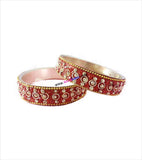 Sparkling red brass kangan set of 2