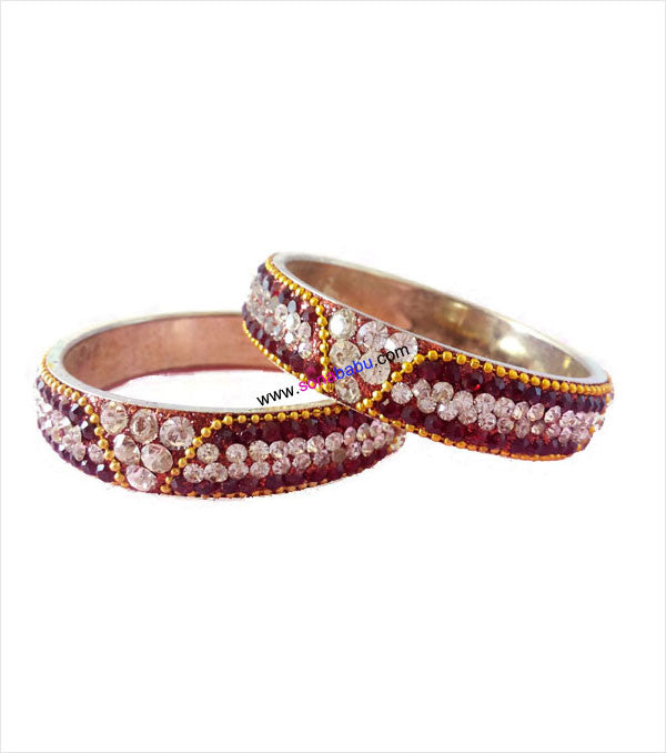 Glittering brass kangan with beautiful stones set of 2