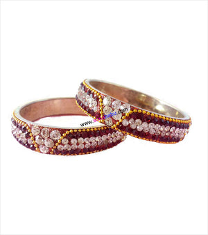 Glittering brass kangan with beautiful stones set of 2