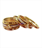 Glittering brass bangles with beautiful stones set of 6