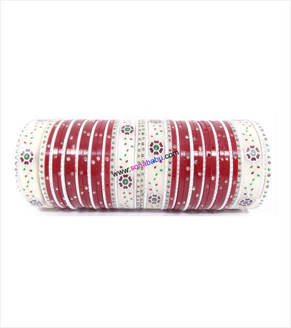 Red suhag chura with flower design