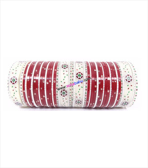 Red suhag chura with flower design