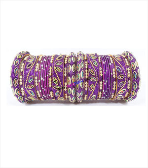 Magenta colored chura set with beautiful designed kangans