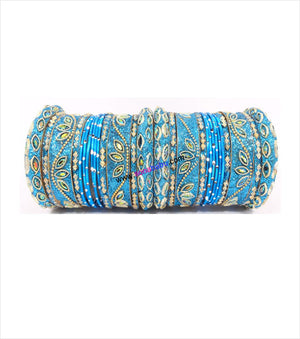 Ferozi coloured chura set with designer broad kangans