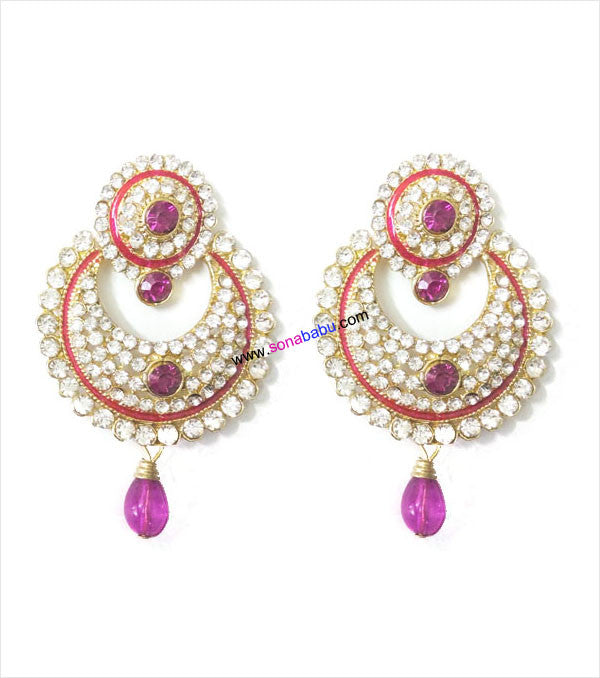 Beautiful stoned danglers with purple drop