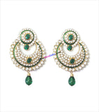 Beautiful stoned danglers with green drop