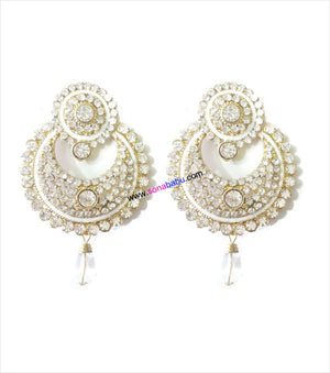 Beautiful stoned danglers with white drop