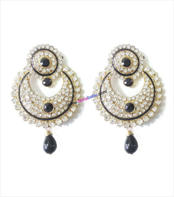Beautiful stoned danglers with black drop