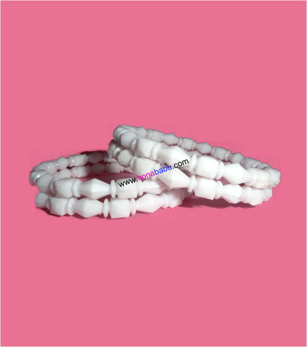 White shakha design fiber trendy bangle set of 4