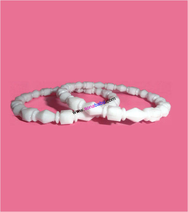 White shakha design fiber trendy bangle set of 2