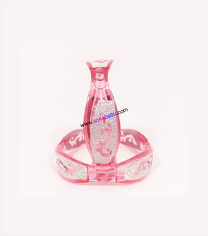 Pink fiber bangle with silvery design set of 2