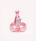 Pink fiber bangle with silvery design set of 2