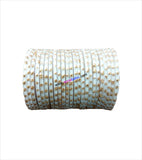 White glittering glass bangles set of 24