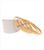 Gold plated bangles with flat inner and work set of 4