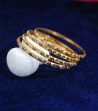 Gold plated bangles and red green line set of 4