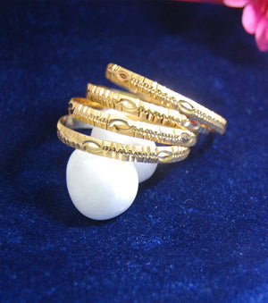 Gold plated bangles in kangan style with cutting work set of 4