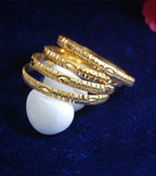 Gold plated bangles in kada style with cutting work set of 4
